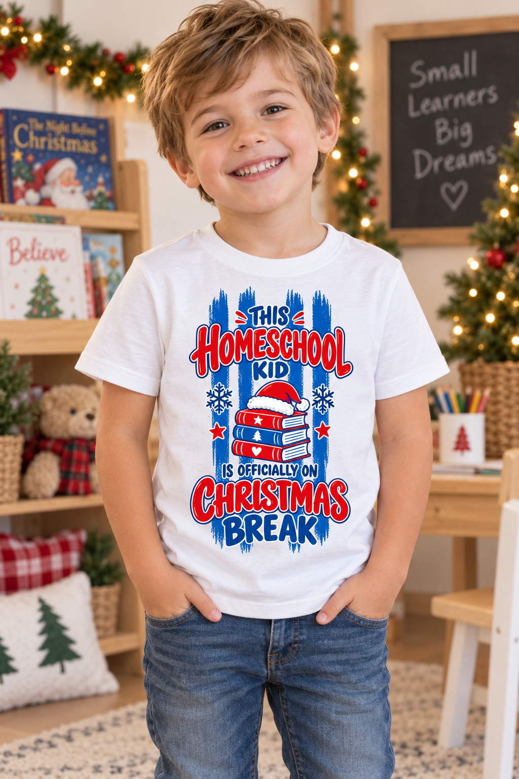 Camiseta de Navidad para Niño, Vacaciones Escolares, Homeschool 1 Sunny la Sombrilla Amarilla