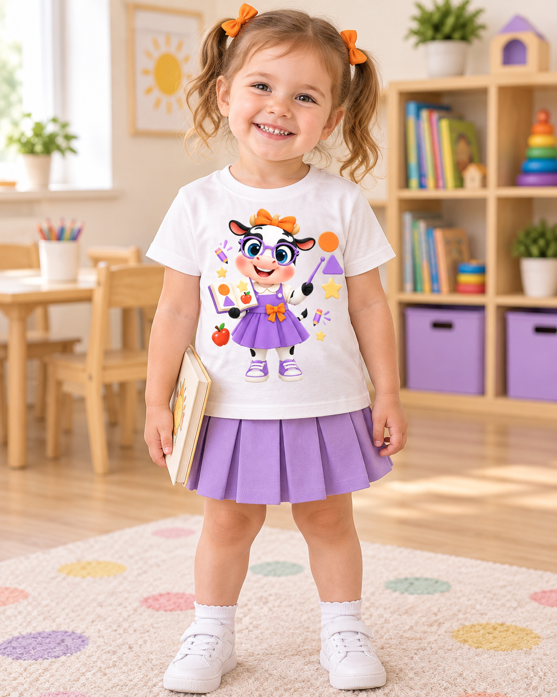 Camiseta Futura Maestra para Niña, La Vaquita, Regalo Día de Profesiones Preescolar 1 Sunny la Sombrilla Amarilla