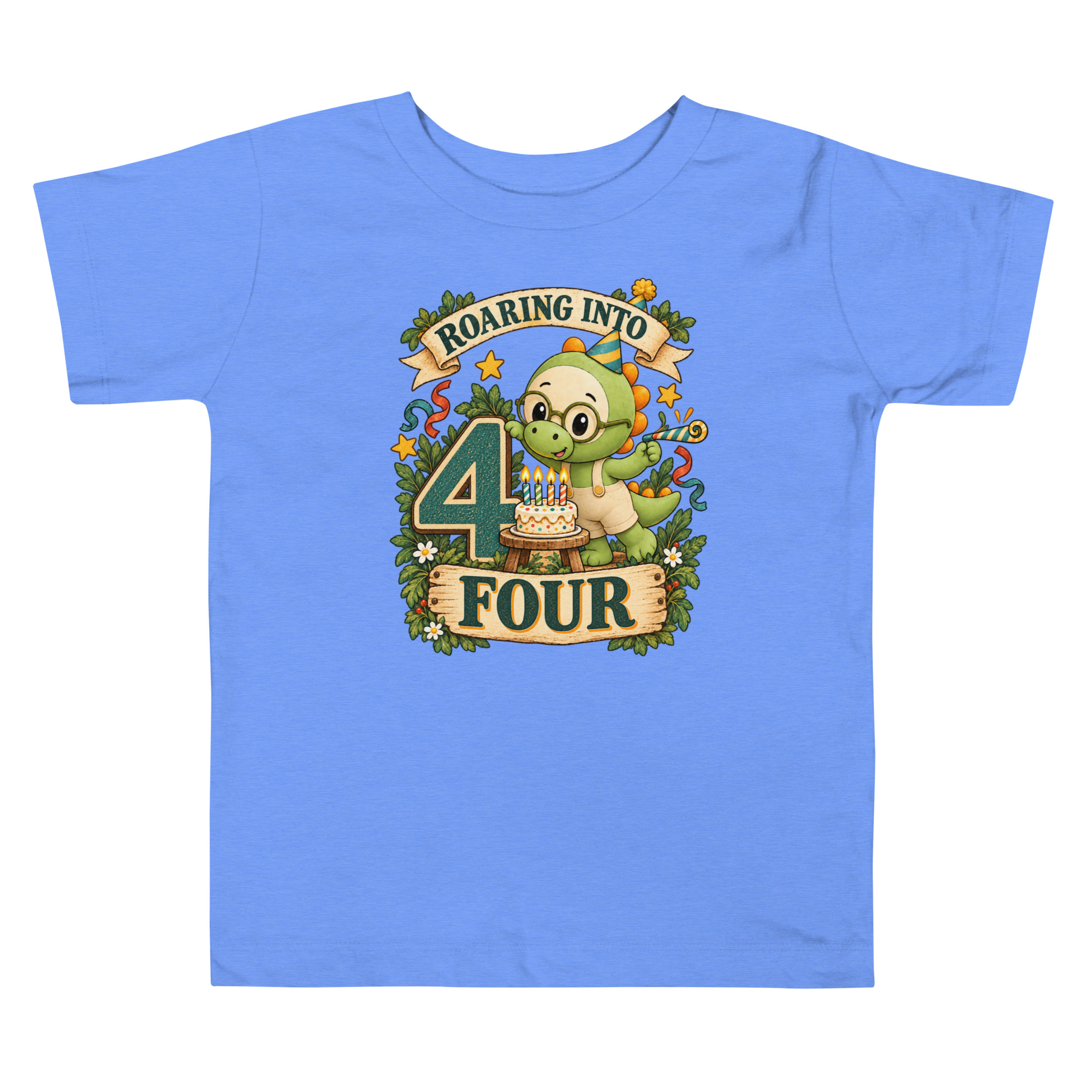 Camiseta de Cumpleaños para Niño de 4 Años, Roco el Dinosaurio, Diseño Vintage, Talla 4T 3 Camiseta de Cumpleaños para Niño de 4 Años, Roco el Dinosaurio, Diseño Vintage, Talla 4T - Imagen 3