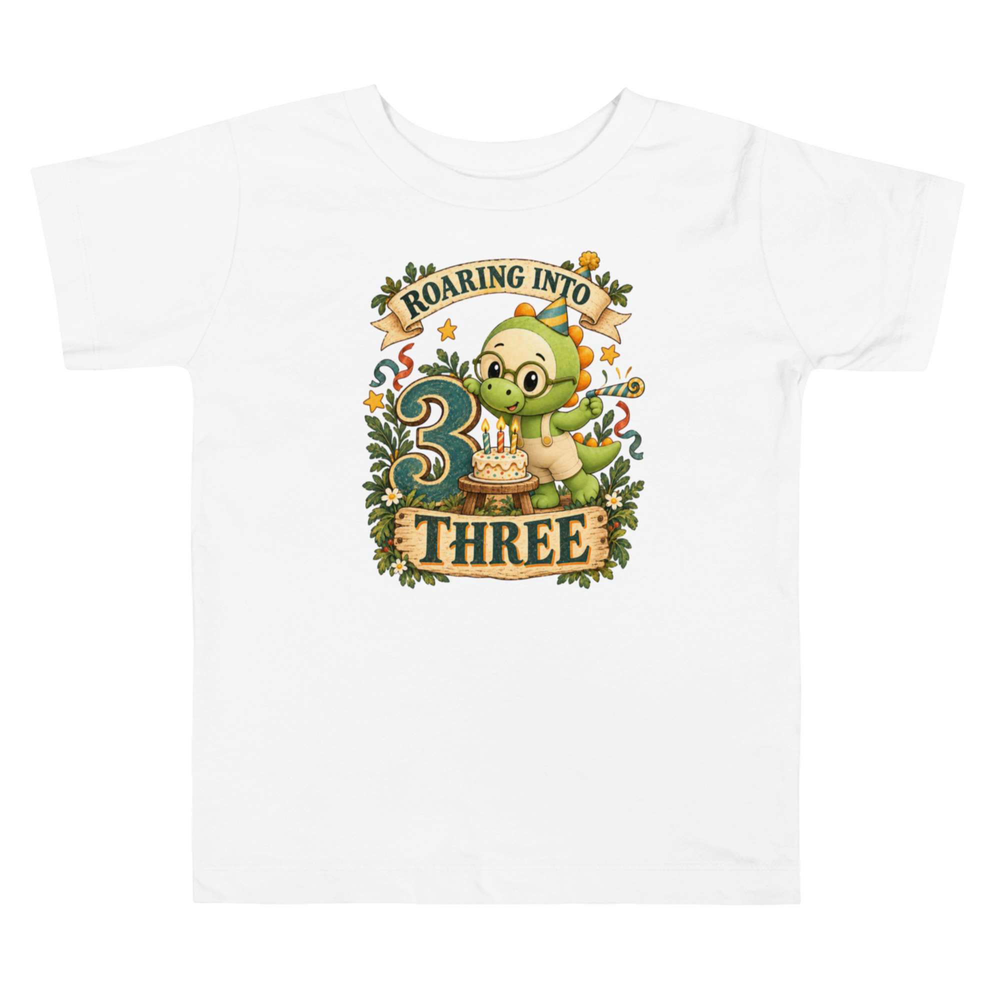 Camiseta de Cumpleaños para Niño de 3 Años, Roco el Dinosaurio, Diseño Vintage, Talla 3T 2 Camiseta de Cumpleaños para Niño de 3 Años, Roco el Dinosaurio, Diseño Vintage, Talla 3T - Imagen 2